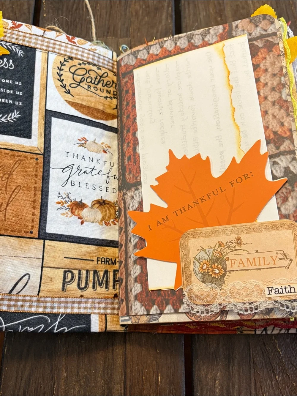 Fall Autumn Junk Journal Softcover Give Thanks Gather Thankful Decorated 3 Sig